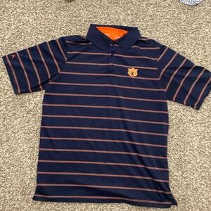 Orange and blue striped AU polo